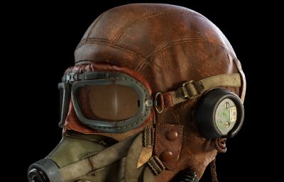 二战飞行员头盔max,fbx,obj模型