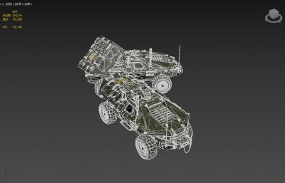 科幻装甲车,火箭炮3dmax模型