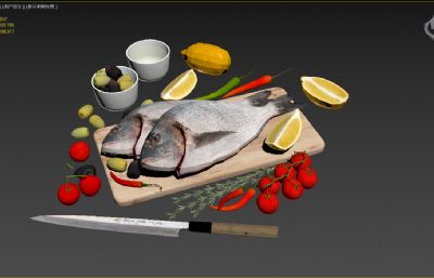 写实酸汤鱼-新鲜食材3dmax模型