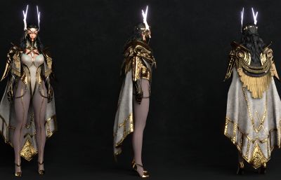 精灵族女王,女骑士游戏人物blender模型