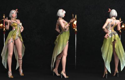 三款次世代女骑士,女法师blender模型