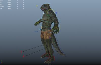 蜥蜴人带绑定的Maya模型