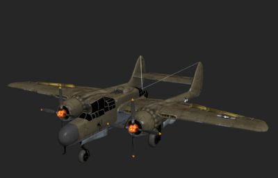 P-61黑寡妇战斗机3dmax模型