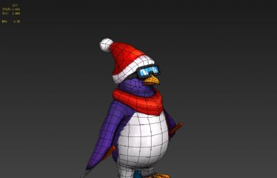 滑雪的企鹅max,fbx模型