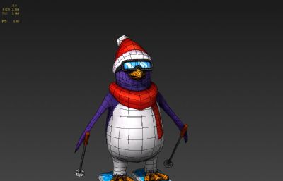 滑雪的企鹅max,fbx模型