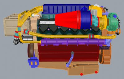 轮船发动机,船舶,船只发动机,引擎rhino模型