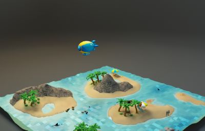 热带岛屿,景区沙滩3dmax模型