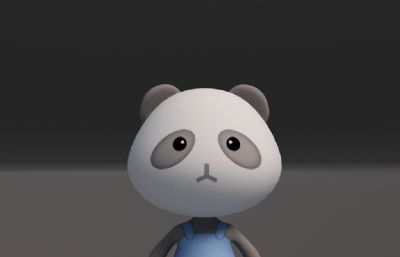 卡通熊猫,忧郁熊猫3dmax模型