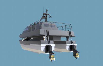 带攻击机枪的双体船rhino模型