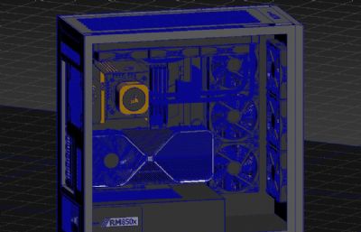 搭载RTX4090显卡的PC游戏玩家主机3dmax模型