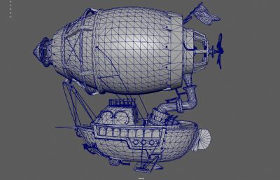 蒸汽朋克飞船,浮空艇,梦幻飞艇3dmaya模型