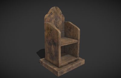 中世纪王座,木制座椅,古代宝座