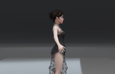 黑色蕾丝裙女人3dmax模型