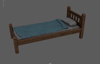 单人床,木床,简陋的床