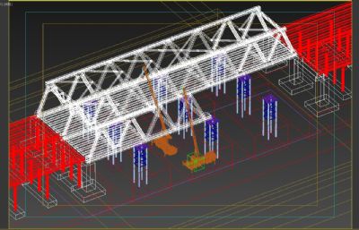 钢结构BIM,钢桁架桥施工max模型