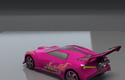 粉色跑车3dmax低模
