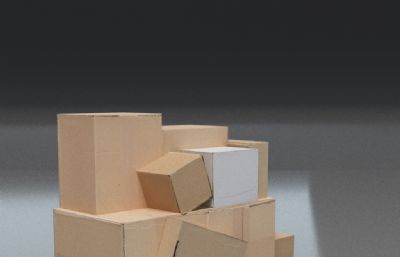 堆砌的纸盒子,纸箱子max,fbx模型