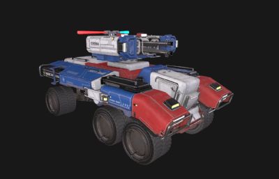无人装甲车,科幻警车fbx模型,8K贴图