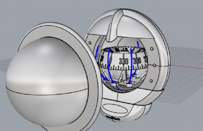 户外高精度指南针rhino模型