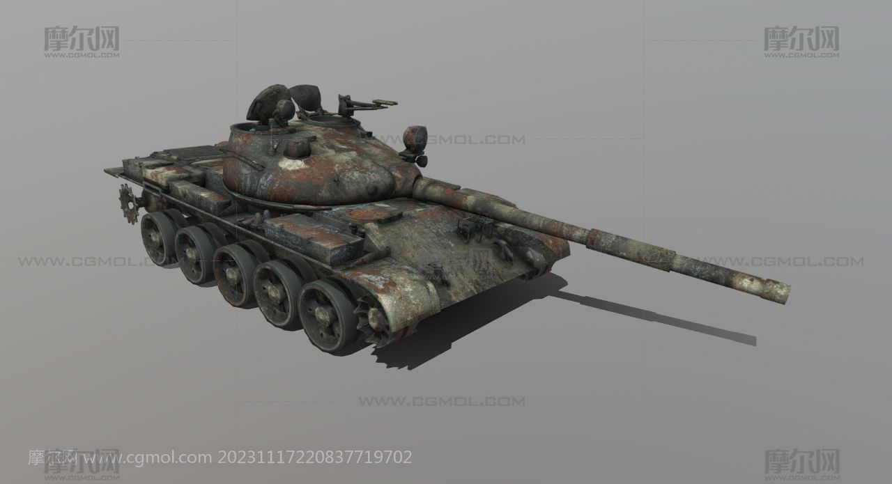 炸毁损坏的t-62坦克,废墟中的坦克