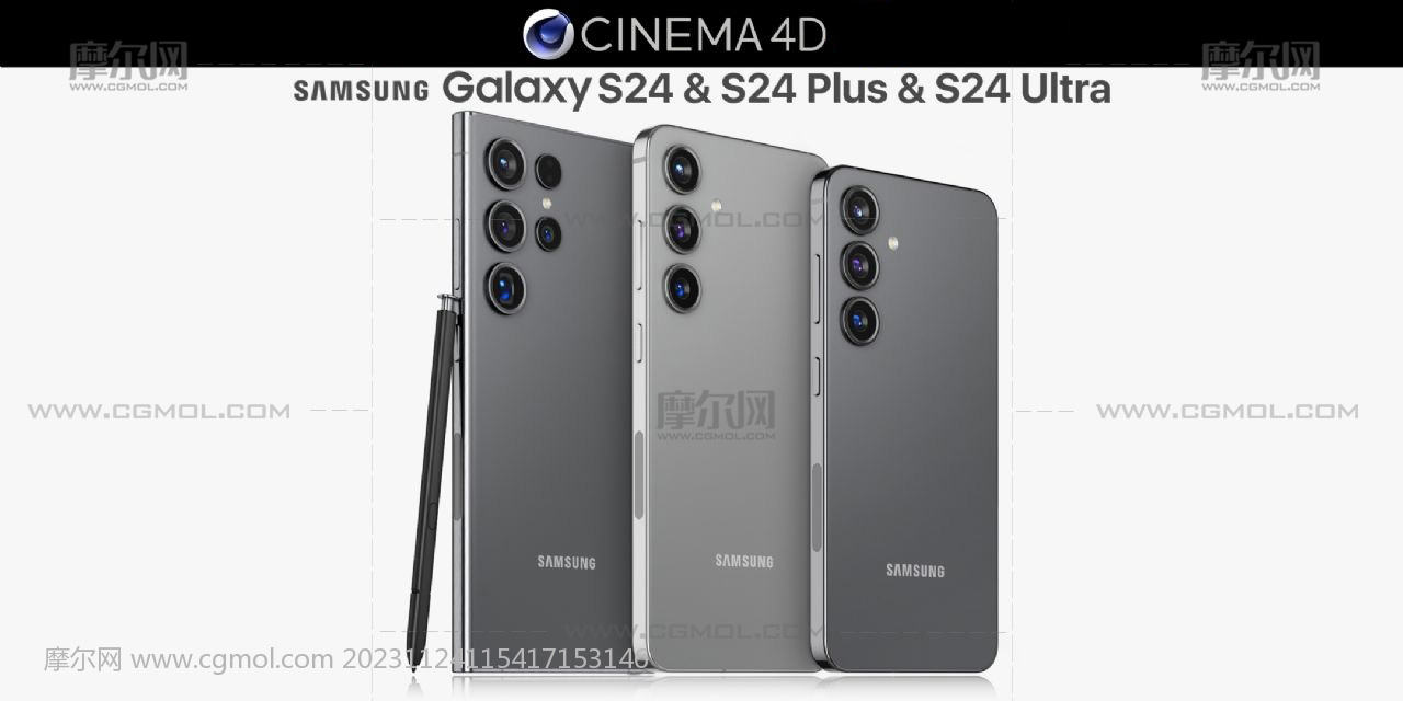 三星galaxy S24 /galaxy S24 plus/galaxy S24 ultra系列手机C4D模型