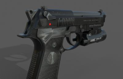 M9A1黑色手枪加手电筒道具spp模型