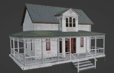国外双层民宅,木房子blender模型