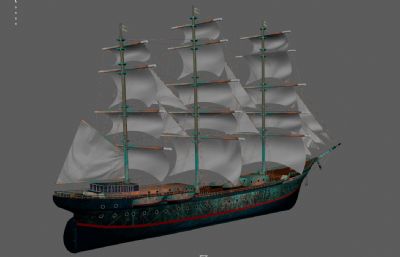 桅杆风帆帆船,海盗船,古代货船