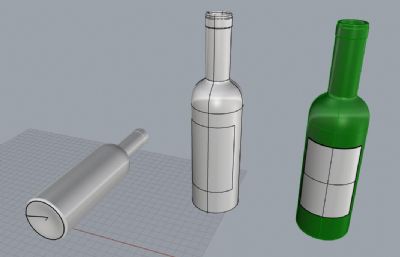 玻璃瓶,啤酒瓶rhino模型