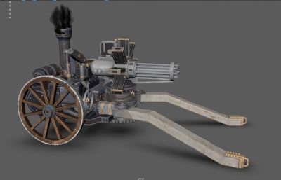 蒸汽动力机枪,加特林机枪,车载机枪