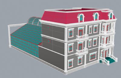国外三层公寓,商业酒店会所rhino模型