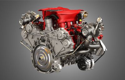 488GTB发动机3D 模型