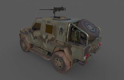 军用装甲吉普车3dmax模型