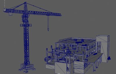 建筑工地吊车塔吊,装配式建筑,机械设备