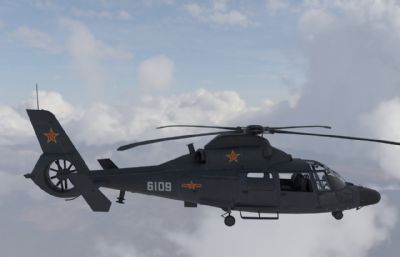 中国海豚直升机AS365中型多用途直升机,带驾驶舱内饰