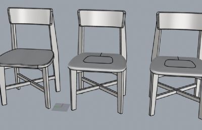 三把餐椅rhino,skp模型