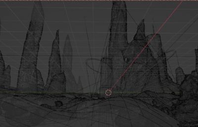 科幻山体隐藏外星基地场景blender模型