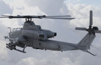 AH1Z蝰蛇武装直升机,带内饰驾驶舱