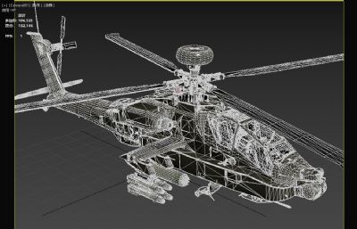 AH64武装直升机max,fbx模型