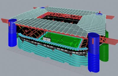 大型体育馆,足球场rhino模型