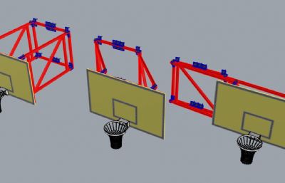 三种悬挂式篮球架rhino模型