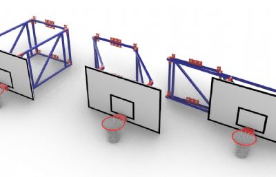 三种悬挂式篮球架rhino模型
