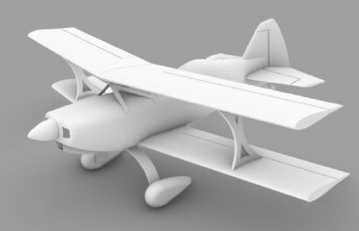 卡通双翼小飞机rhino素模
