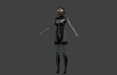 赛博朋克女机器人blender模型