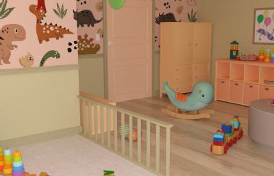 可爱的婴儿房,卧室场景maya模型