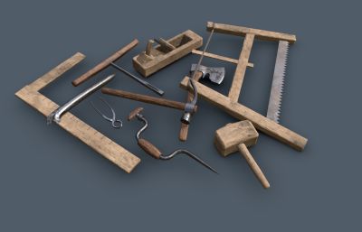 三角尺,锯子锤子等木工工具