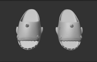 可爱鲨鱼拖鞋C4D,obj模型素模
