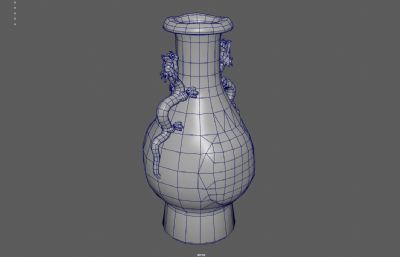 中国陶瓷龙纹花瓶,古董文玩艺术品