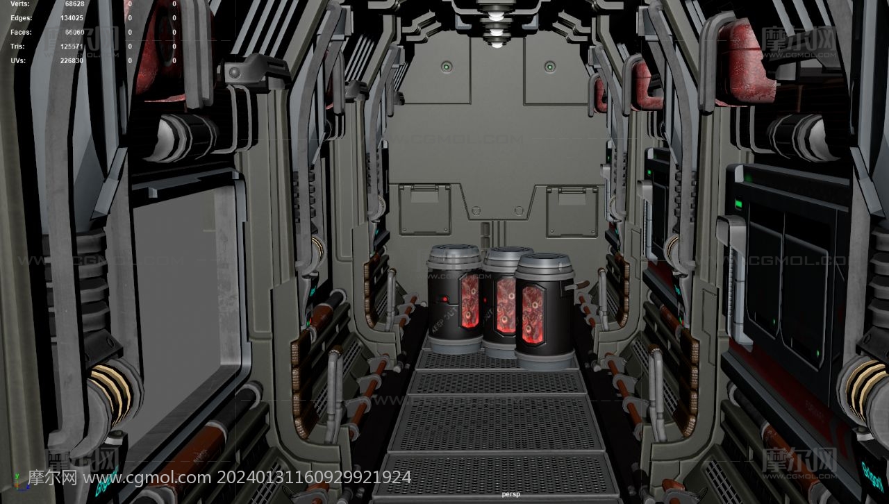 科幻太空船走廊,太空船舱,太空舱
