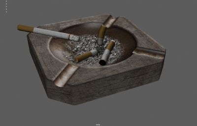 金属烟灰缸,香烟,烟头